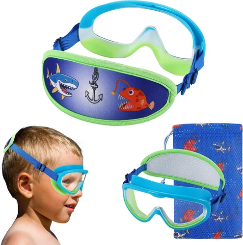 Vista 12 de Kids Swim Goggles Age 3-8, Toddler Goggles No Hair Pull,Child Swimming Mask Fabric Strap