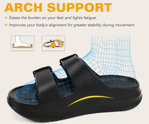 Vista 3 de ONCAI Womens Recovery Sandals with Arch Support Plantar Fasciitis Orthotic Adjustable Buckle Open Toe Thick Cushion Outdoor Girls Sport Slides