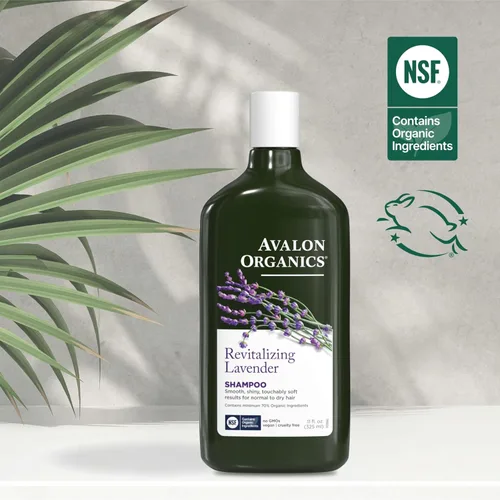Vista 7 de Champú revitalizante de lavanda Avalon Organics, para cabello suave, brillante y agradable al tacto para cabello normal a seco, 11 onzas fluidas