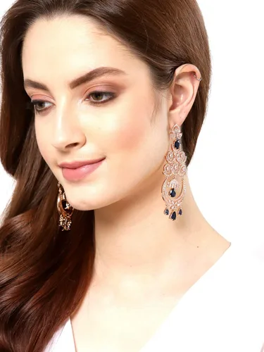 Vista 6 de ZENEME Pendiente de araña colgante de diamante americano con forma floral para mujer