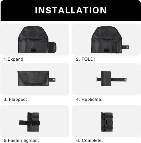 Vista 6 de Rhinowalk Bolsa de almacenamiento de herramientas de bicicleta con correas elásticas, bolsa plegable para herramientas de reparación de bicicletas
