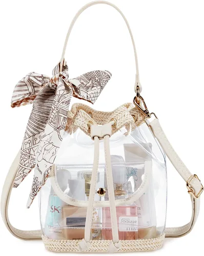 Vista 7 de Missnine Bolsa transparente aprobada para estadios, bolsa cruzada transparente de PVC transparente para mujeres, eventos de estadio de conciertos