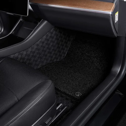 Vista 7 de Revestimiento de suelo apto para Tesla Modelo 3 2017-2023, totalmente integrado, personalizado, sin borde, manta para el maletero, 2 capas Negro