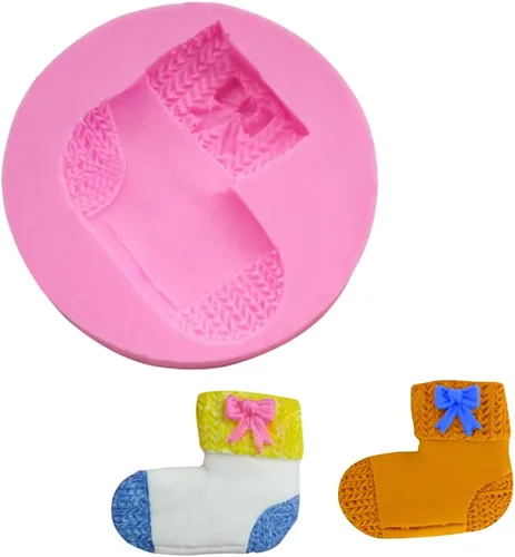Vista 5 de Calcetín de Navidad Forma de Guante Molde de Silicona Pastel Textura Tejer Lana Tejer Fondant Postre Hornear Herramienta de Silicona