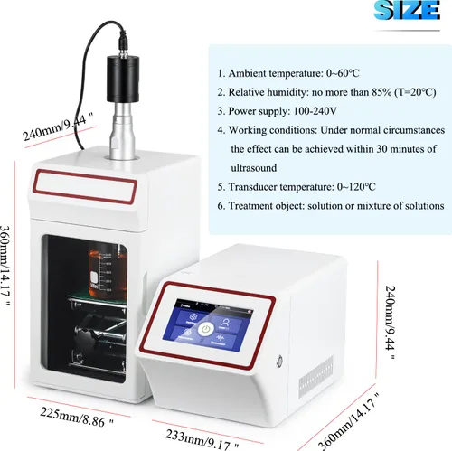 Vista 3 de CGOLDENWALL Homogeneizador ultrasónico de laboratorio Procesador de sonicador ultrasónico 950W 1200mL emulsificación mezclador de células