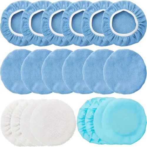 Vista 8 de 20 Piezas Almohadillas Pulidoras Orbitales para Automóvil Capó de Almohadilla de Microfibra Max Capó de Pulido y Abrillantado Cubierta de Azul