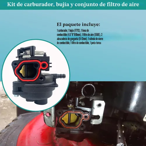 Vista 5 de 799584 594058 Kit de Carburador Bujía de Chispa y Filtro de Aire Compatible con Carburador B&S 594057 592361 594529 Troy Bilt TB110 TB200 103M02