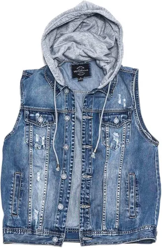 Vista 8 de Victorious Rocker Denim Jean Chaleco Chaqueta