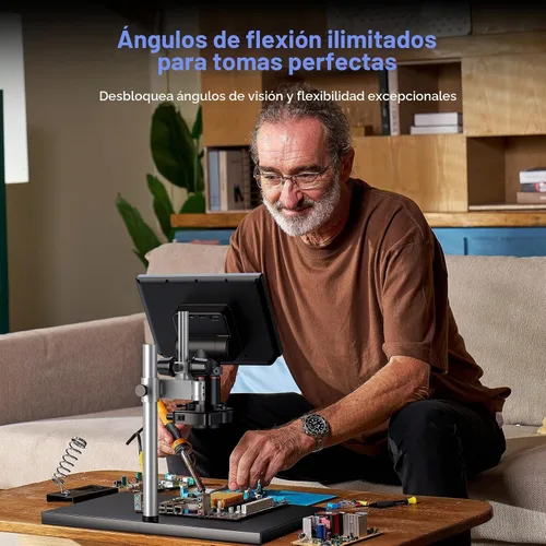 Vista 5 de TOMLOV Microscopio de Enfoque Automático 4K TM4K-AF Max, Microscopio Digital HDMI de 10.1" con Brazo Giratorio Flexible, Microscopios de Micro