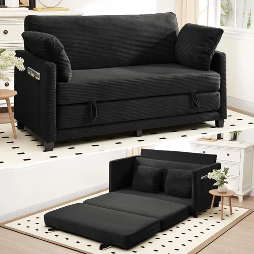 Vista 12 de Myroyalsit - Sofá cama convertible de 51 pulgadas, sofá cama plegable 2 en 1, sofá biplaza para espacios pequeños, con 2 cojines, para apartamento