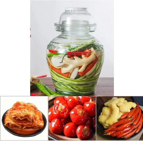 Vista 4 de ETITSA - Tarro de fermentación tradicional, boca ancha de 2,5 L, tarro de pepinillos para pepinillos chucrut Kimchi, elaboración de vino, verduras