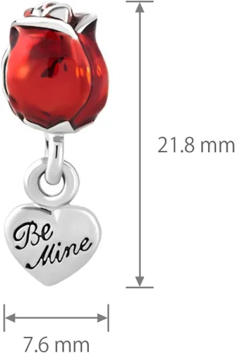 Vista 4 de Be Mine - Dije de corazón de rosa roja para esposa, novia, compatible con pulseras Pandora