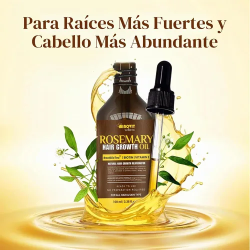 Vista 9 de Aceite de romero para el crecimiento del cabello (3.4 onzas líquidas) infundido con biotina, vitamina E, aceite de almendras y coco, fortalece