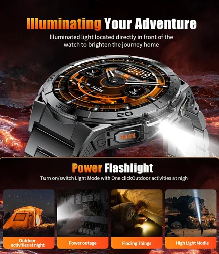 Vista 12 de LIGE Reloj inteligente para hombre, pantalla AMOLED de 1.6 pulgadas, batería de 600 mAh, relojes inteligentes impermeables de 5 ATM