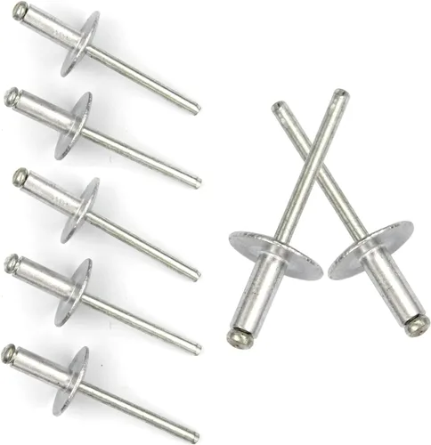 Vista 7 de 60 piezas de remaches ciegos de brida grande, aluminio, diámetro de brida 5/8" (16 mm), kit surtido de remaches emergentes remache ciego, 3/16" x