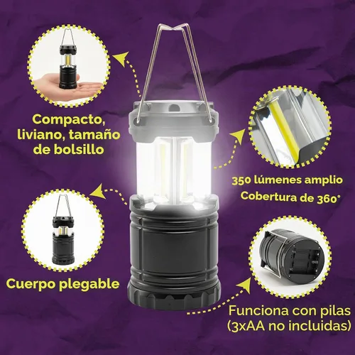 Vista 2 de ATack Linterna LED para campamento, funciona con pilas, paquete de 4 linternas de campamento para cortes de energía, luces colgantes plegables