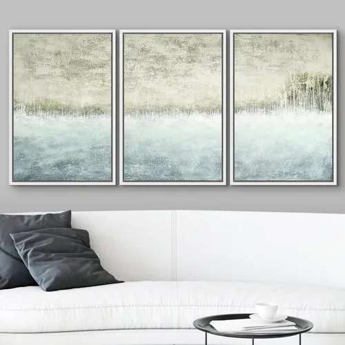 Vista 49 de wall26 Lienzo enmarcado para pared, juego de arte de acuarela pastel, paisaje rural, ilustraciones con formas abstractas, arte moderno, decorativo