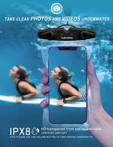 Vista 5 de Bolsa universal impermeable para teléfono, paquete de 4 fundas impermeables IPX8 con cordón para teléfono compatible con iPhone 17, 16, 15, 14, 13