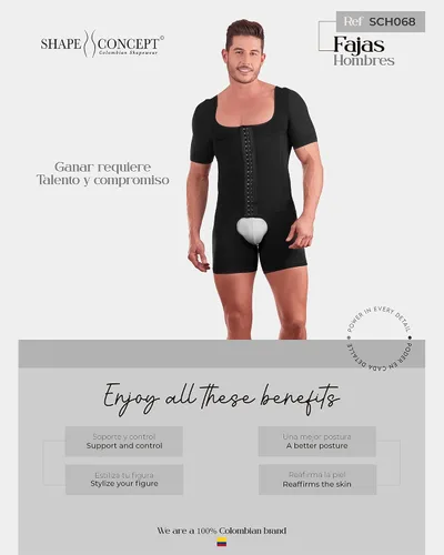 Vista 7 de Fajas para hombres 368 de alta compresión para hombre, faja moldeadora colombiana con control de abdomen, faja moldeadora de cuerpo completo