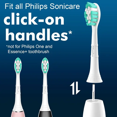 Vista 2 de Cabezales de repuesto compatibles con Philips Sonicare Protectiveclean C1 C2 4100 5100 6100 9024 6250, blanco, 10 cabezales de cepillo eléctrico