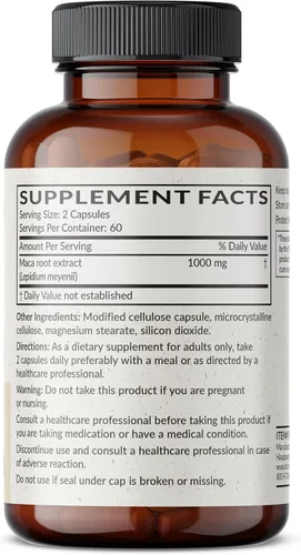 Vista 2 de Futurebiotics La raíz de maca extra fuerte apoya la energía, la resistencia y la salud reproductiva, sin OMG, 120 cápsulas vegetarianas