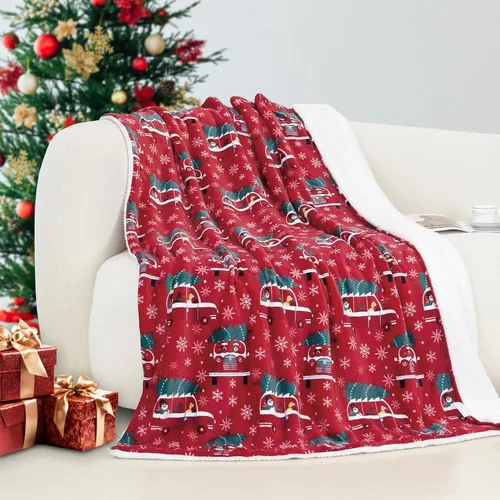 Vista 32 de Elegant Comfort - Manta reversible y ultra suave de franela con forro polar - Manta de sherpa navideña de invierno - Ligera, suave y acogedora
