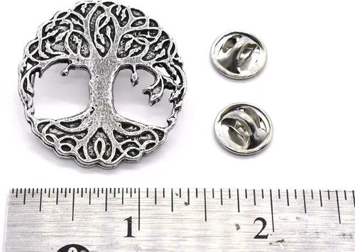 Vista 2 de Viking Tree of Life Pin, G120, celta, gótico, espiritual, nórdico, nórdico, escudo, insignia, alfileres, solapa, broche, sombrero, mochila, más