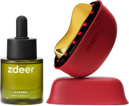 Vista 8 de Zdeer Nuevo GS5 PRO Masajeador facial eléctrico Gua Sha con luz roja y Rojo