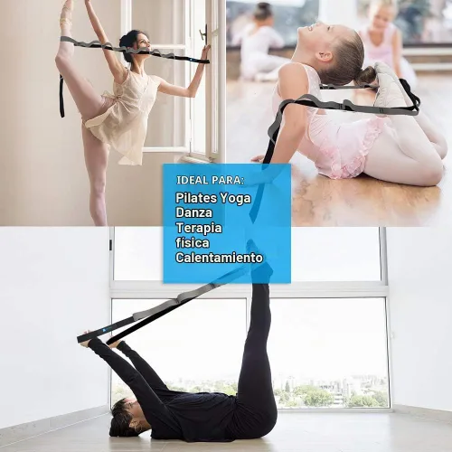 Vista 5 de A AZURELIFE Half-Elastic Stretch Straps with 11 Loops, Stretching Strap for Physical Therapy, Multi-Loop Yoga Strap Fitness Exercise Strap for Yoga