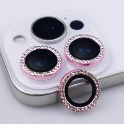 Vista 10 de BONVAN Protector de lente de cámara para iPhone 15 Pro/Pro Max/14 Pro/ProMax - Bling Glitter Diamond Metal Cristal Cristal Templado Accesorios