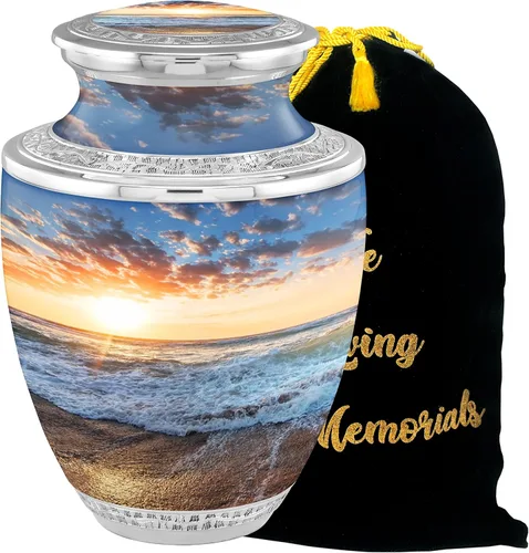 Vista 20 de Urnas de Cremación Personalizadas con Medallón Estético de Playa para Cenizas de Adultos Hombre Mujer - Urnas de Entierro de 200 libras para Cenizas