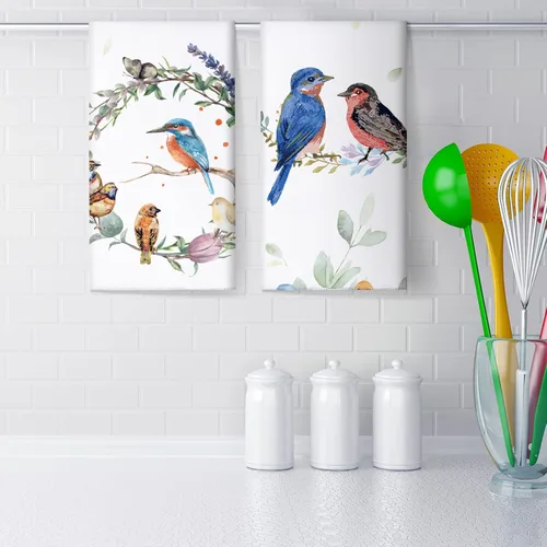 Vista 4 de Frienda Juego de 4 paños de cocina cardenales decorativos para platos de 24 x 16 pulgadas, juego de paños de baño con lazo para colgar, absorbente