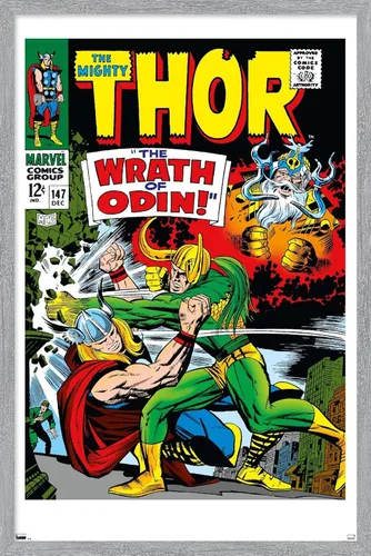 Vista 13 de Trends International Marvel Comics Loki - Póster de pared Thor #147, 22.4 pulgadas de largo x 14.7 pulgadas, versión enmarcada en madera de granero