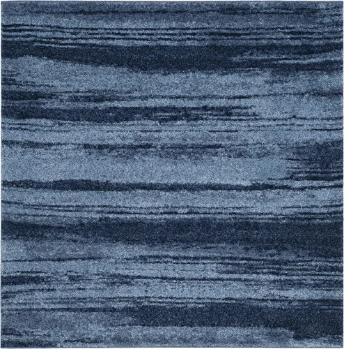 Vista 3 de SAFAVIEH Retro Collection - Alfombra cuadrada de 6 pies, azul claro y azul, diseño abstracto moderno, no desprende pelusa y de fácil cuidado, ideal