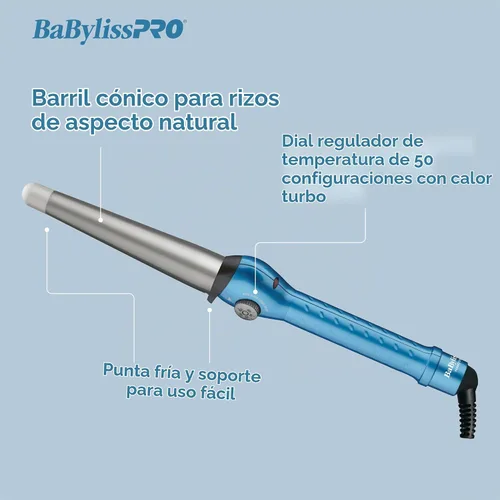 Vista 3 de BabylissPRO Nano Titanium Rizador y varita rizadora Combo de 1 pulgada Conicurl para rizos y tipos de cabello de larga duración
