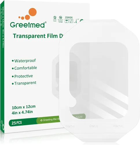 Vista 11 de Vendaje de película transparente de 2.4 x 2.7 pulgadas, 50 paquetes de parches adhesivos impermeables transpirables para heridas, cómodo vendaje