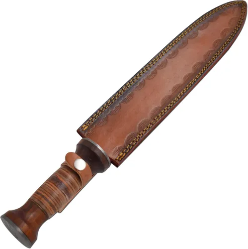 Vista 6 de Real Damascus Mini Sword - Mango de hoja de doller, color plateado
