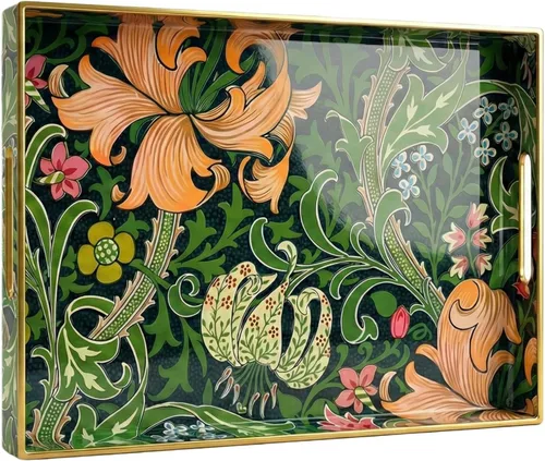 Vista 18 de Bandeja decorativa, bandeja de plástico de mármol con asas, bandeja rectangular de tocador y bandeja para servir para baño, cocina, otomana y mesa