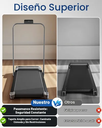 Vista 5 de Walking Pad Treadmill for Home, Walking Pad with Incline and Handle Bar Negro