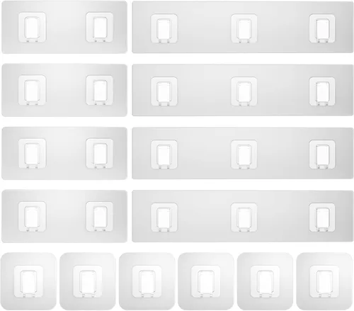 Vista 8 de Organizador de ducha de repuesto adhesivo, ganchos adhesivos transparentes, No Drilling, Waterproof, for Shower Caddy, Strong Bathroom Storage