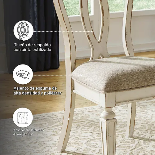 Vista 4 de Signature Design by Ashley Realyn - Juego de 2 sillas de comedor, estilo país francés