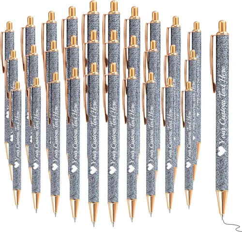 Vista 63 de Bolígrafos con purpurina personalizados con nombre, bolígrafos bonitos y bonitos personalizados, bolígrafos retráctiles de tinta negra, suministros