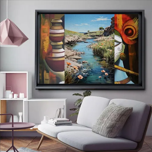 Vista 3 de Vintage print print Landscape Wall Art Print, Nature Framed Large Gallery Art, Minimalist Art (with hanging kit)
