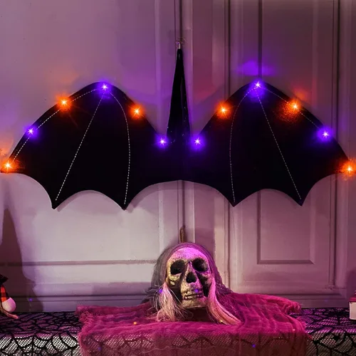 Vista 6 de Kids Halloween LED Bat Wings Backpack Costume with Lights Elastic Straps Vampire Costume Accessories Decor