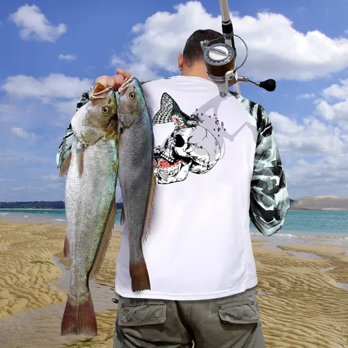 Vista 48 de Palmyth - Camiseta de pesca para hombre, con manga larga, protección solar ultravioleta FPU 50+, con bolsillo