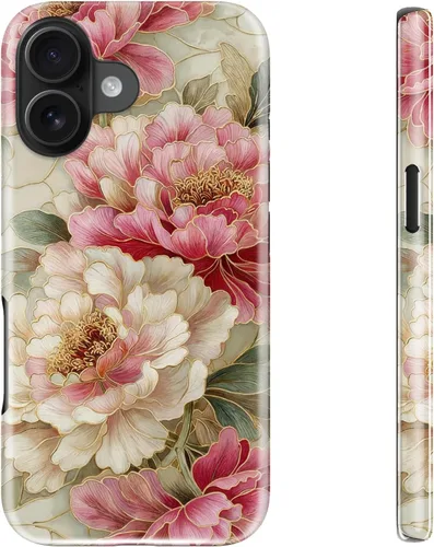 Vista 36 de bemal Funda para iPhone 12 Mini, estética, vintage, floreciente, peonía, concha, femenina, compatible con MagSafe, moderna, única, moderna, moderna
