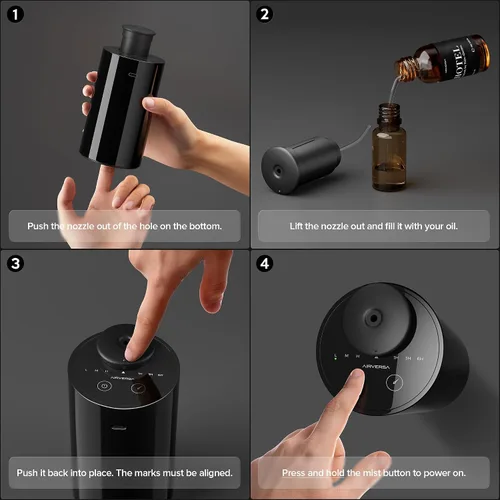 Vista 4 de Airversa Waterless Essential Oil Diffuser Starter Kit with 30mL Hotel Fragrance Oil Inspired by BaCRT, Battery Operated Car Diffuser, Portable Aroma