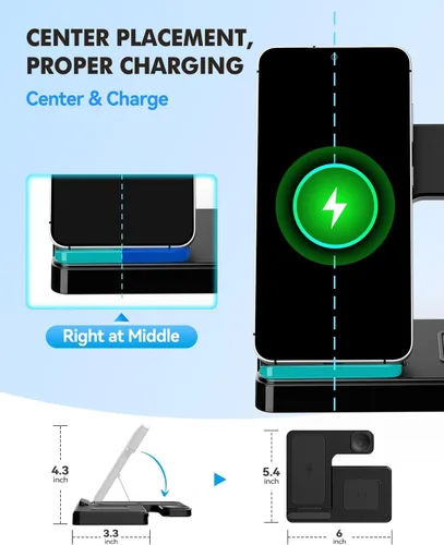 Vista 4 de Estación de carga 3 en 1 para Samsung, soporte de cargador inalámbrico