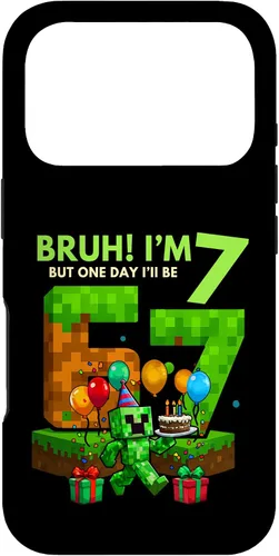 Vista 30 de Bruh I'm 7 But One-Day I'll Be 67 Retro 7th Birthday Kids Case for iPhone 17