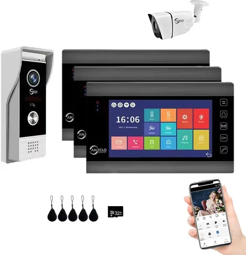 Vista 13 de ANJIELO SMART Timbre de video de apartamento, monitor de pantalla táctil HD de 1080P (negro), cámara de timbre para exteriores, timbre de timbre